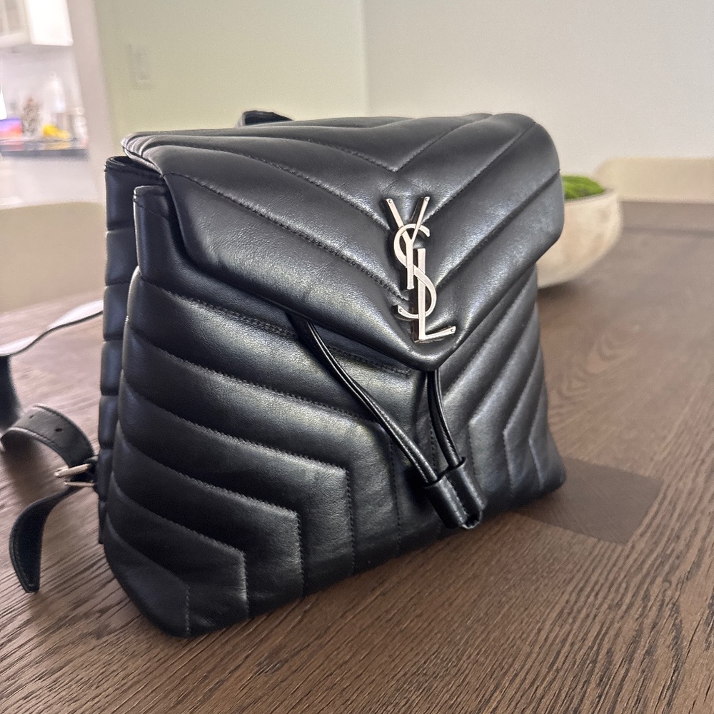 Yves Saint Laurent Black Quilted Backpack